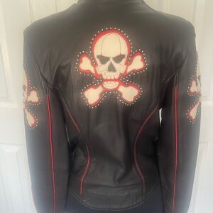 Tribe America Black Leather Skull Jacket 6